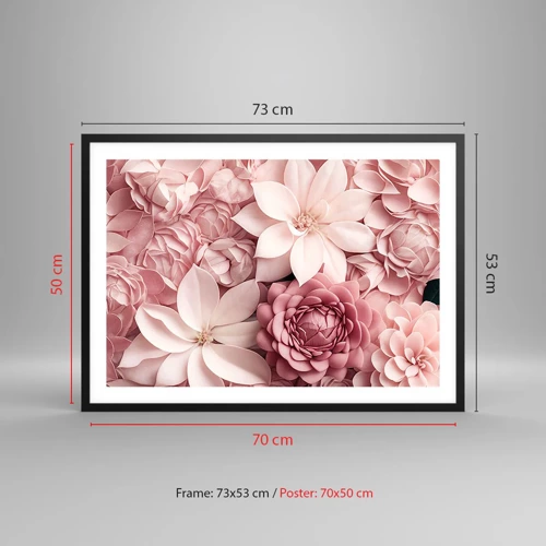 Poster in einem schwarzem Rahmen - In rosa Blütenblättern - 70x50 cm