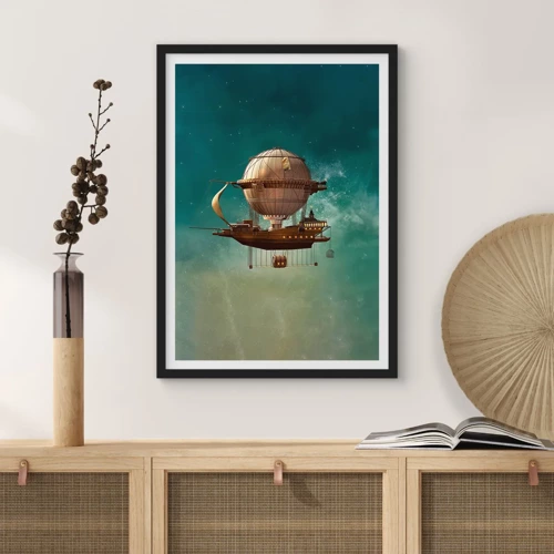 Poster in einem schwarzem Rahmen - Jules Verne sagt Hallo - 30x40 cm