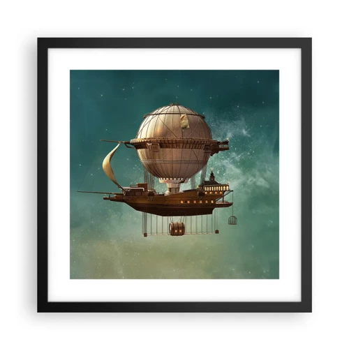 Poster in einem schwarzem Rahmen - Jules Verne sagt Hallo - 40x40 cm