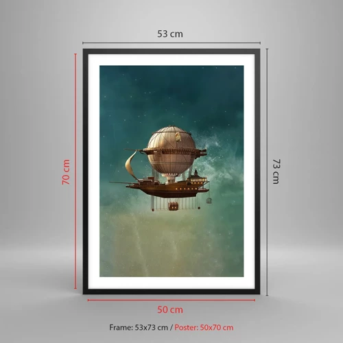 Poster in einem schwarzem Rahmen - Jules Verne sagt Hallo - 50x70 cm