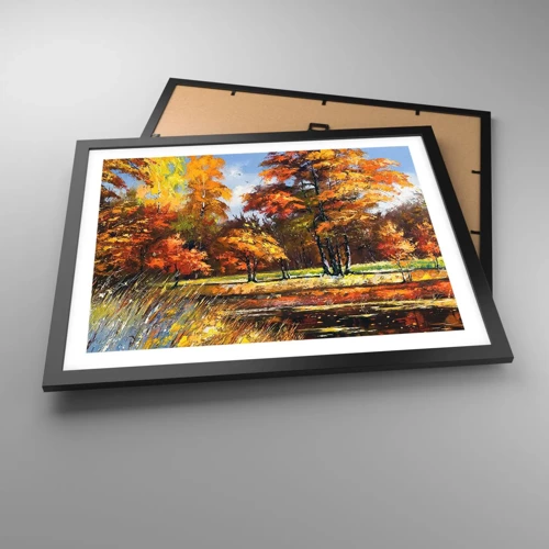 Poster in einem schwarzem Rahmen - Landschaft in Gold und Bronze - 50x40 cm