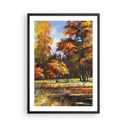 Poster in einem schwarzem Rahmen - Landschaft in Gold und Bronze - 50x70 cm