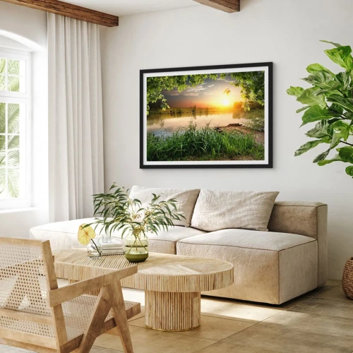 Poster in einem schwarzem Rahmen - Landschaft in einem grünen Rahmen - 100x70 cm