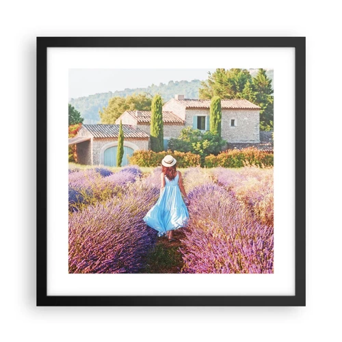 Poster in einem schwarzem Rahmen - Lavendel Mädchen - 40x40 cm