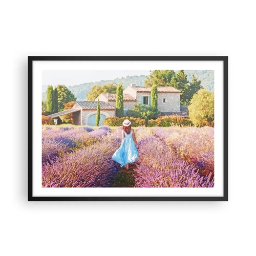 Poster in einem schwarzem Rahmen - Lavendel Mädchen - 70x50 cm