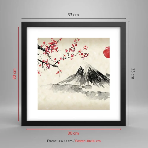 Poster in einem schwarzem Rahmen - Liebe Japan - 30x30 cm