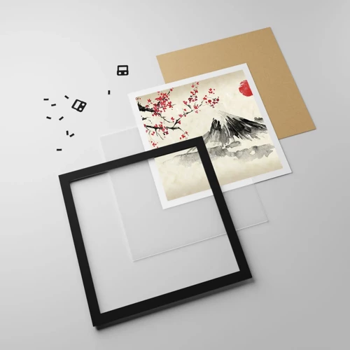 Poster in einem schwarzem Rahmen - Liebe Japan - 40x40 cm