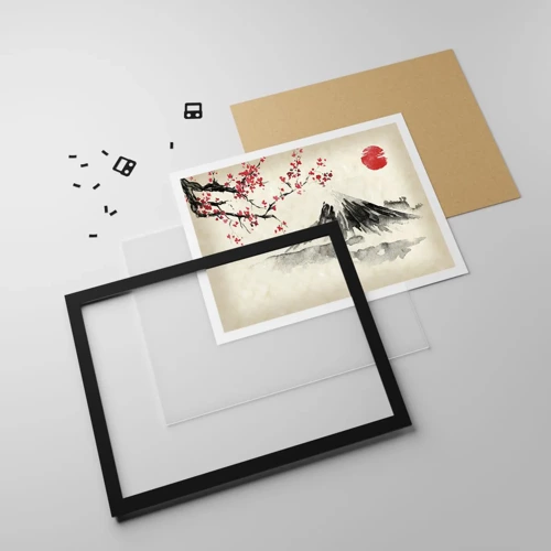 Poster in einem schwarzem Rahmen - Liebe Japan - 70x50 cm