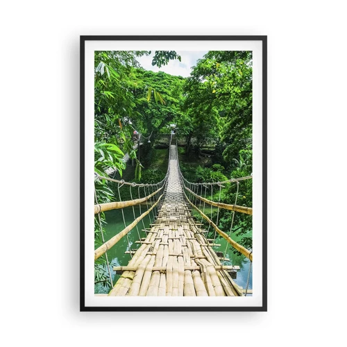 Poster in einem schwarzem Rahmen - Monkey Bridge über das Grün - 61x91 cm