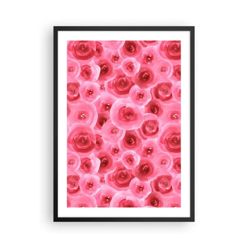 Poster in einem schwarzem Rahmen - Oben und unten Rosen - 50x70 cm