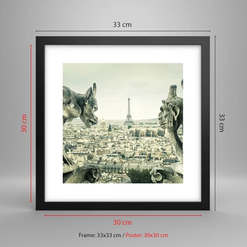 Poster in einem schwarzem Rahmen - Pariser Plaudern - 30x30 cm
