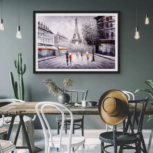 Poster in einem schwarzem Rahmen - Pariser Spaziergang - 100x70 cm