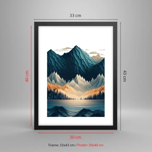 Poster in einem schwarzem Rahmen - Perfekte Berglandschaft - 30x40 cm