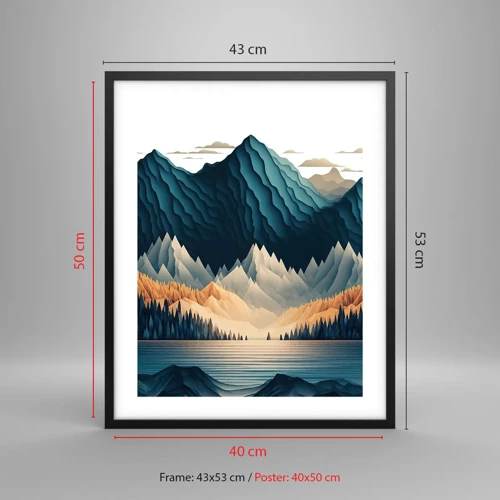 Poster in einem schwarzem Rahmen - Perfekte Berglandschaft - 40x50 cm