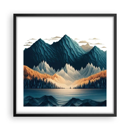 Poster in einem schwarzem Rahmen - Perfekte Berglandschaft - 50x50 cm