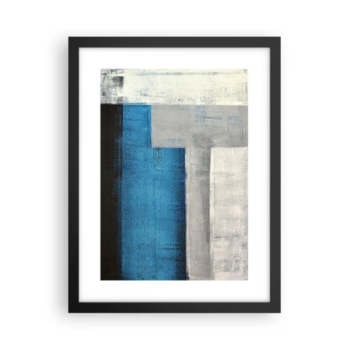Poster in einem schwarzem Rahmen - Poetische Komposition aus Grau und Blau - 30x40 cm