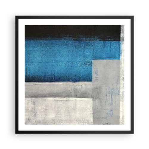 Poster in einem schwarzem Rahmen - Poetische Komposition aus Grau und Blau - 60x60 cm