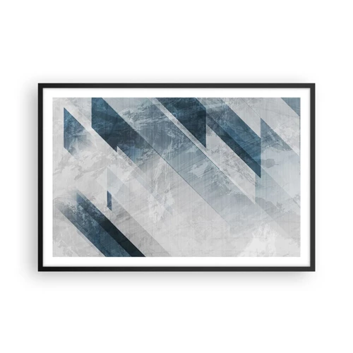 Poster in einem schwarzem Rahmen - Räumliche Komposition - graue Bewegung - 91x61 cm