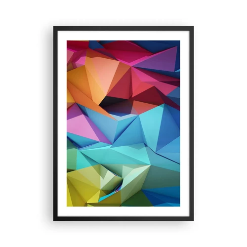 Poster in einem schwarzem Rahmen - Regenbogen-Origami - 50x70 cm