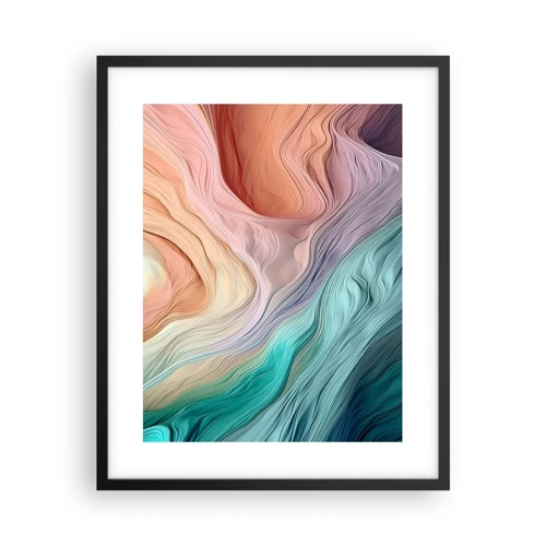 Poster in einem schwarzem Rahmen - Regenbogenwelle - 40x50 cm