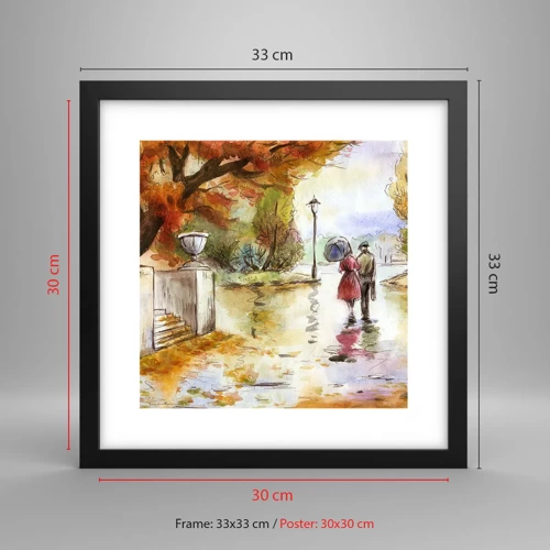 Poster in einem schwarzem Rahmen - Romantischer Herbst im Park - 30x30 cm