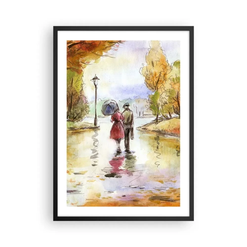 Poster in einem schwarzem Rahmen - Romantischer Herbst im Park - 50x70 cm