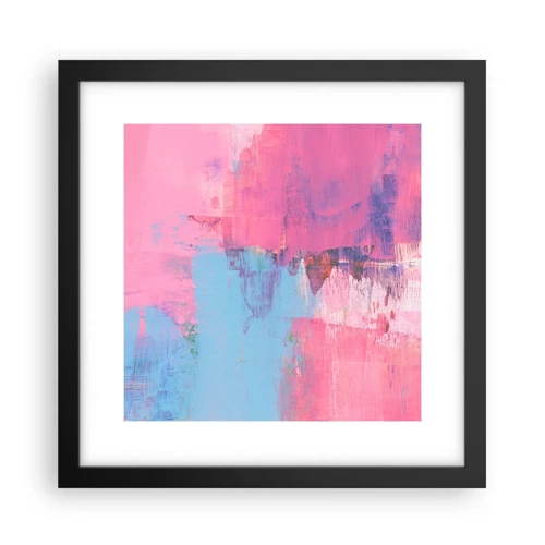 Poster in einem schwarzem Rahmen - Rosa, Blau und eine Prise Licht - 30x30 cm