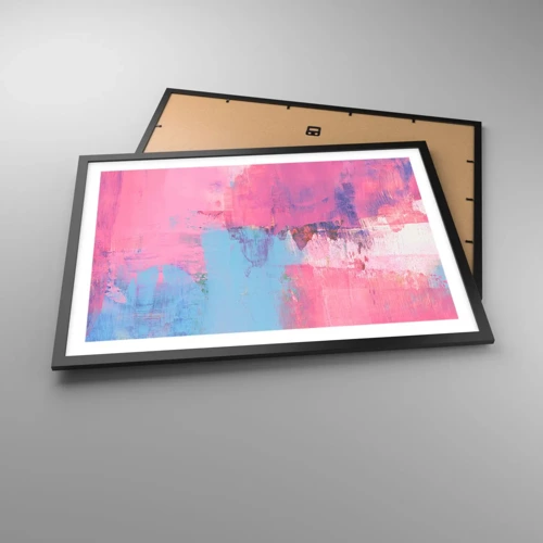 Poster in einem schwarzem Rahmen - Rosa, Blau und eine Prise Licht - 70x50 cm