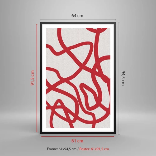 Poster in einem schwarzem Rahmen - Rot auf Weiß - 61x91 cm