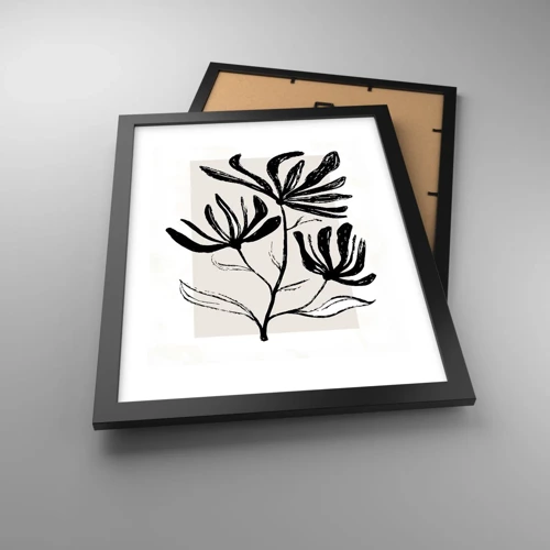 Poster in einem schwarzem Rahmen - Skizze für das Herbarium - 30x40 cm