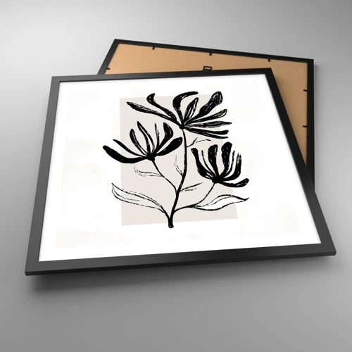 Poster in einem schwarzem Rahmen - Skizze für das Herbarium - 50x50 cm