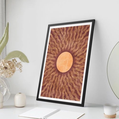 Poster in einem schwarzem Rahmen - Sonnensymbol - 50x70 cm