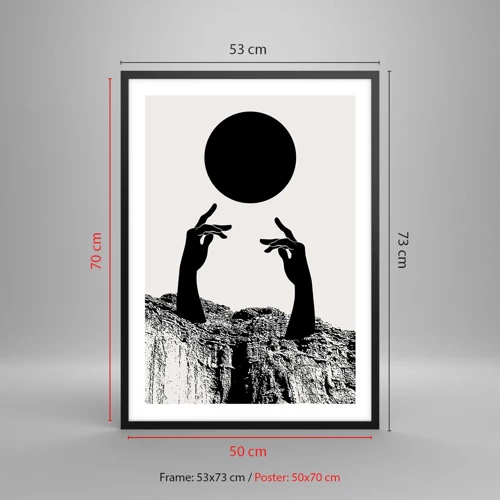 Poster in einem schwarzem Rahmen - Surrealistische Komposition: die Sonne und der Rest - 50x70 cm