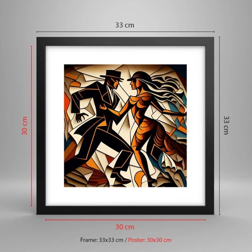 Poster in einem schwarzem Rahmen - Tanz der Passion und Leidenschaft - 30x30 cm