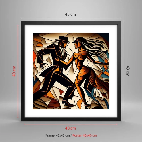 Poster in einem schwarzem Rahmen - Tanz der Passion und Leidenschaft - 40x40 cm