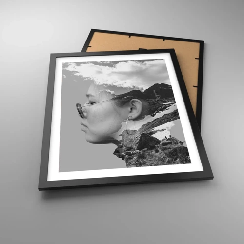 Poster in einem schwarzem Rahmen - Top und bewölktes Porträt - 40x50 cm