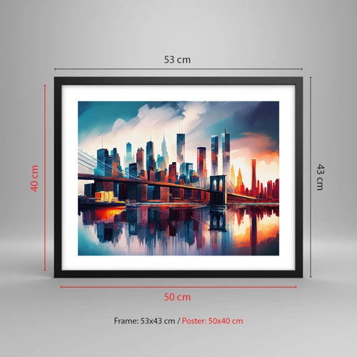 Poster in einem schwarzem Rahmen - Traumhaftes New York - 50x40 cm