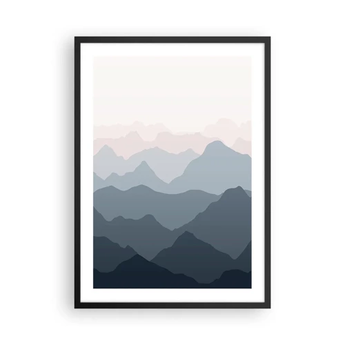 Poster in einem schwarzem Rahmen - Wellen der Berge - 50x70 cm