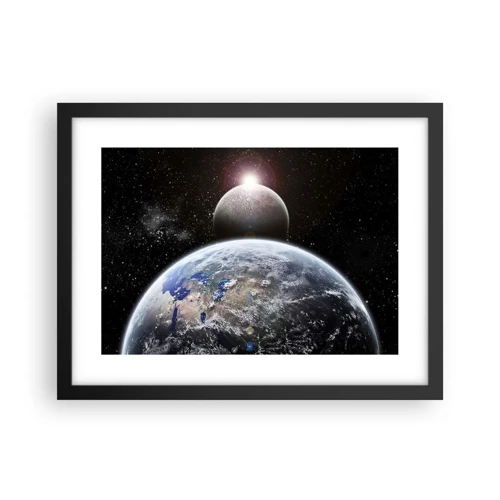 Poster in einem schwarzem Rahmen - Weltraumlandschaft - Sonnenaufgang - 40x30 cm