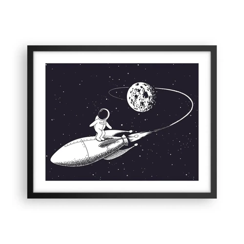 Poster in einem schwarzem Rahmen - Weltraumsurfer - 50x40 cm