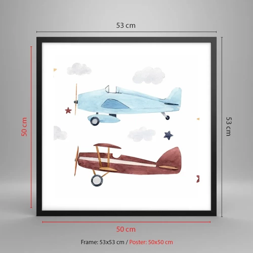 Poster in einem schwarzem Rahmen - Wir warten, Herr Pilot! - 50x50 cm