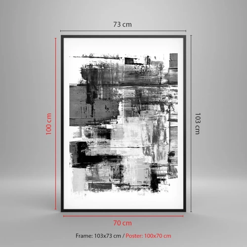 Poster in einem schwarzem Rahmen - Wunderschönes Grau - 70x100 cm