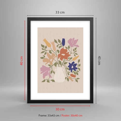 Poster in einem schwarzem Rahmen - Zartes Bouquet - 30x40 cm