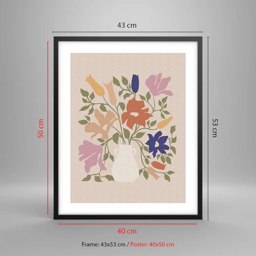 Poster in einem schwarzem Rahmen - Zartes Bouquet - 40x50 cm