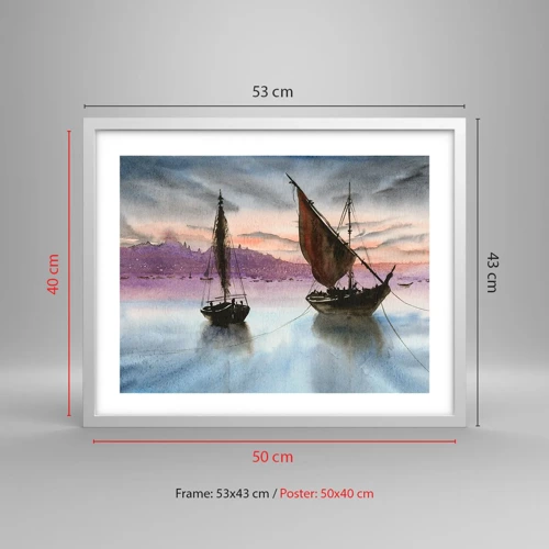 Poster in einem weißen Rahmen - Abend am Hafen - 50x40 cm