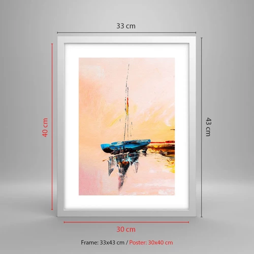 Poster in einem weißen Rahmen - Abend im Yachthafen - 30x40 cm