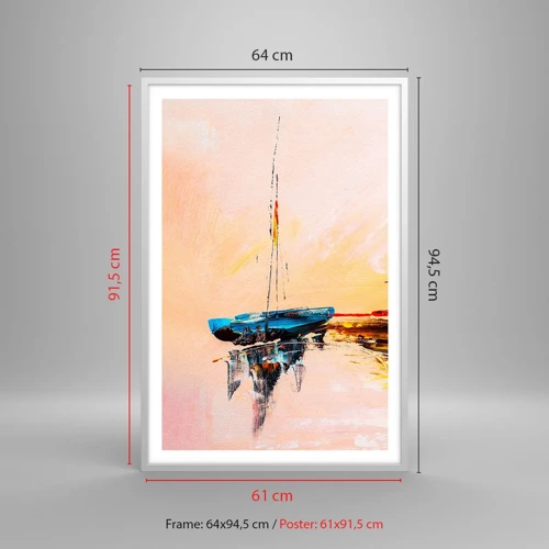 Poster in einem weißen Rahmen - Abend im Yachthafen - 61x91 cm