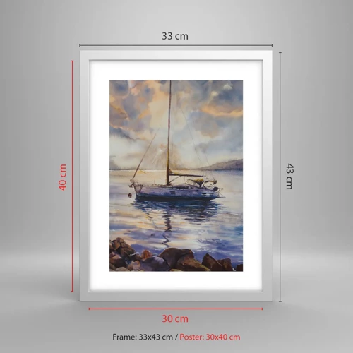 Poster in einem weißen Rahmen - Abend in der Bucht - 30x40 cm