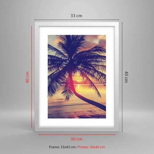 Poster in einem weißen Rahmen - Abend unter Palmen - 30x40 cm