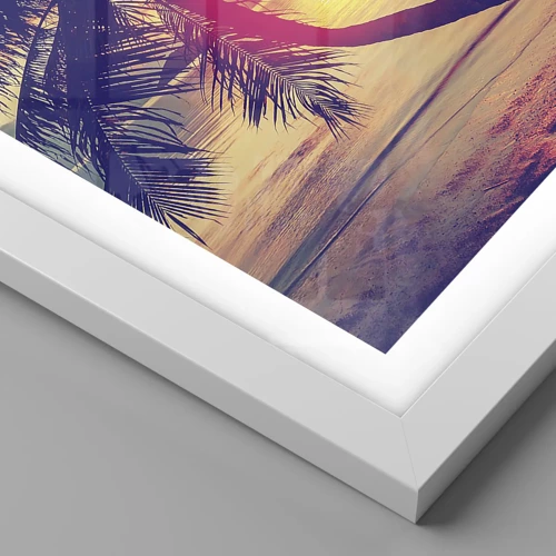 Poster in einem weißen Rahmen - Abend unter Palmen - 40x40 cm
